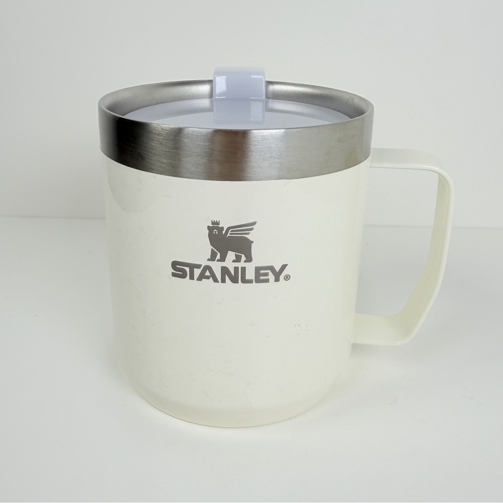 Stanley Classic Legendary Camp Mug 12oz Cream Gloss Insulated Coffee Cup w/ Lid